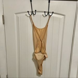 Forever 21 Gold Metallic Spaghetti-strap Bodysuit Good Condition